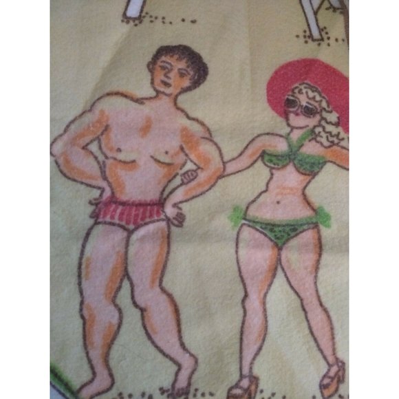 Chatham Vintage Blanket Day at the Beach Bathing Beauties  44" x 70" EUC - Picture 5 of 9